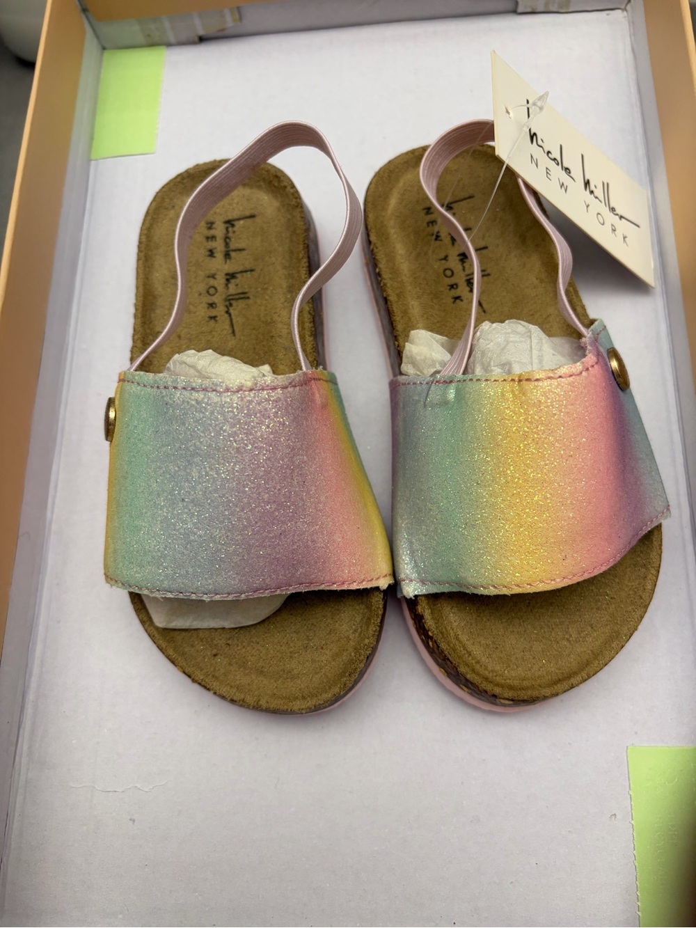 Nicole Miller New York Kids Rainbow Glitter Slingback Sandals - Pastel Multi